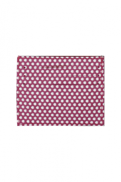 MAGENTA-WHITE DOTTED SUEDE SLIM CREDIT CARD HOLDER  MAGENTA-WHITE DOTTED SUEDE SLIM CREDIT CARD HOLDER 