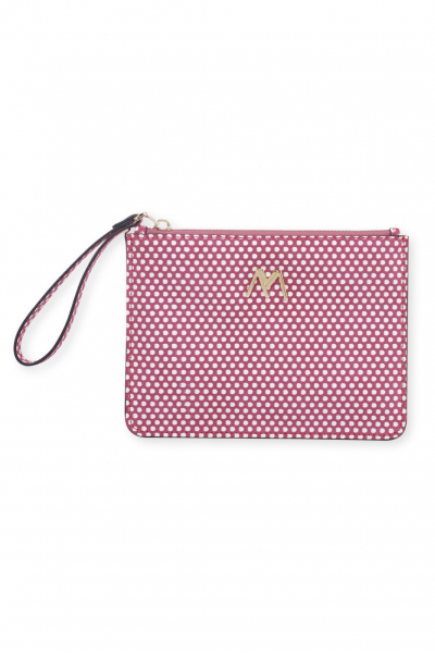 ESSENTIAL POUCH MAGENTA-WHITE DOTTED SUEDE