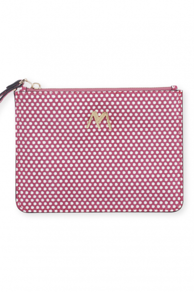 ESSENTIAL POUCH MAGENTA-WHITE DOTTED SUEDE ESSENTIAL POUCH MAGENTA-WHITE DOTTED SUEDE