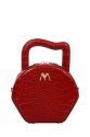 MINI NORA LEATHER BAG RED CROC EMBOSSED