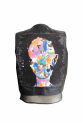 Rainbow Brain Leather Vest- Sırtı Renkli Nakışlı Deri Yelek