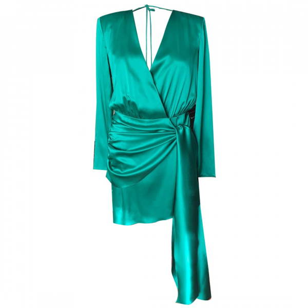 %100 İpek Sırtı Açık Yeşil Gece Elbisesi %100 İpek Sırtı Açık Yeşil Gece Elbisesi