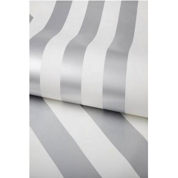 5355 Popüler Gümüş Beyaz Çizgili Lüx Gramajlı Duvar Kağıdı 5,30 M² 