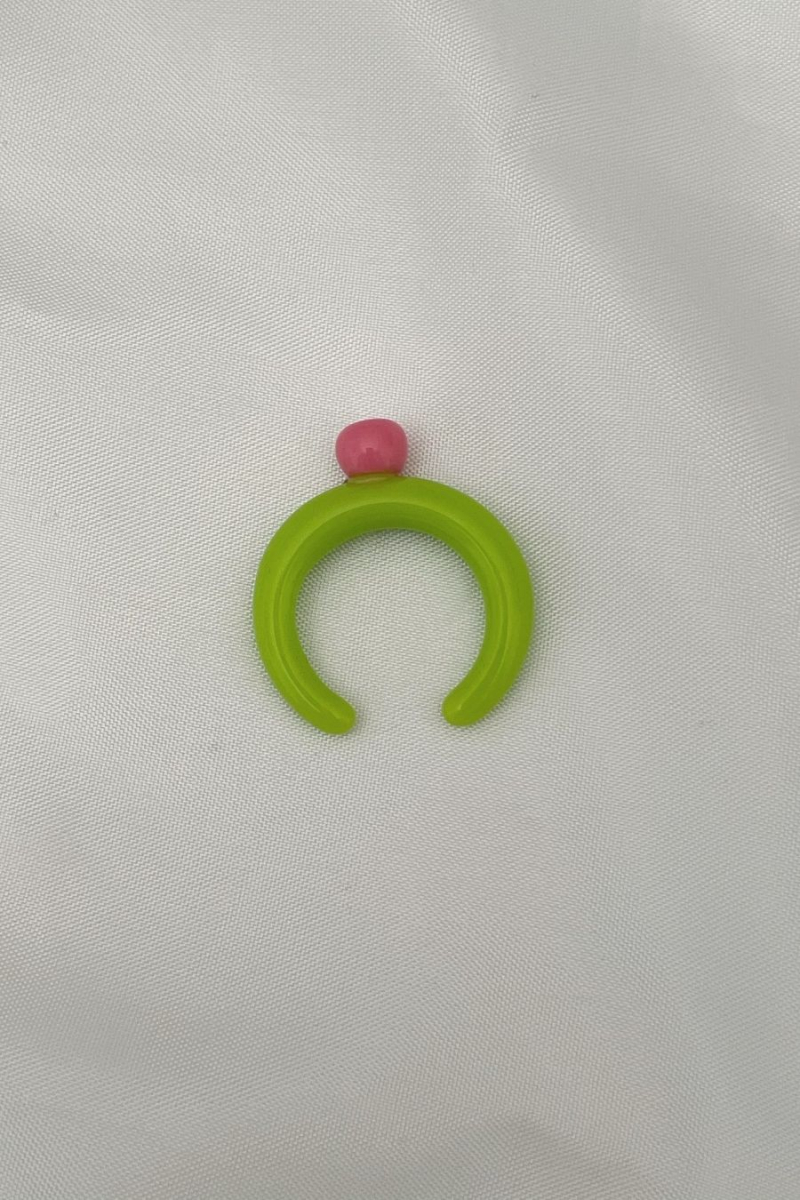 Nilky Green Pink Top Ring