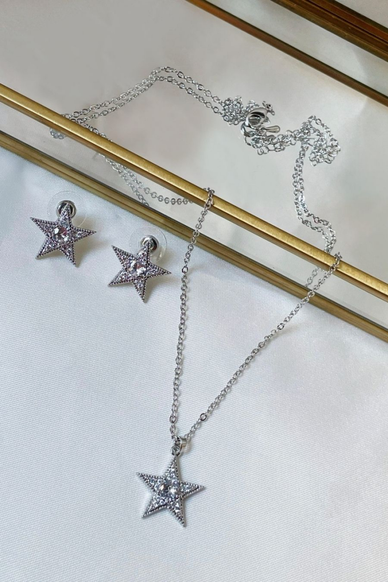 Shiny Star Necklace&Earring Set