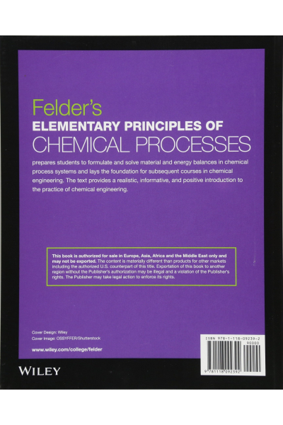 Felder's Elementary Principles of Chemical Processes 4th (Richard m. Felder, Ronald w. Rousseau)