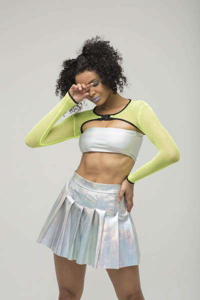 Galaxtic Cruzer Silver Holographic Skirt Galaxtic Cruzer Silver Holographic Skirt