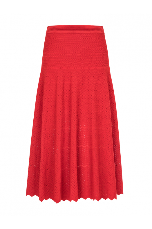 Zigzagged Stitch Skirt Red