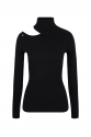 Sweater - With Open Shoulder Strass Details - Black - White