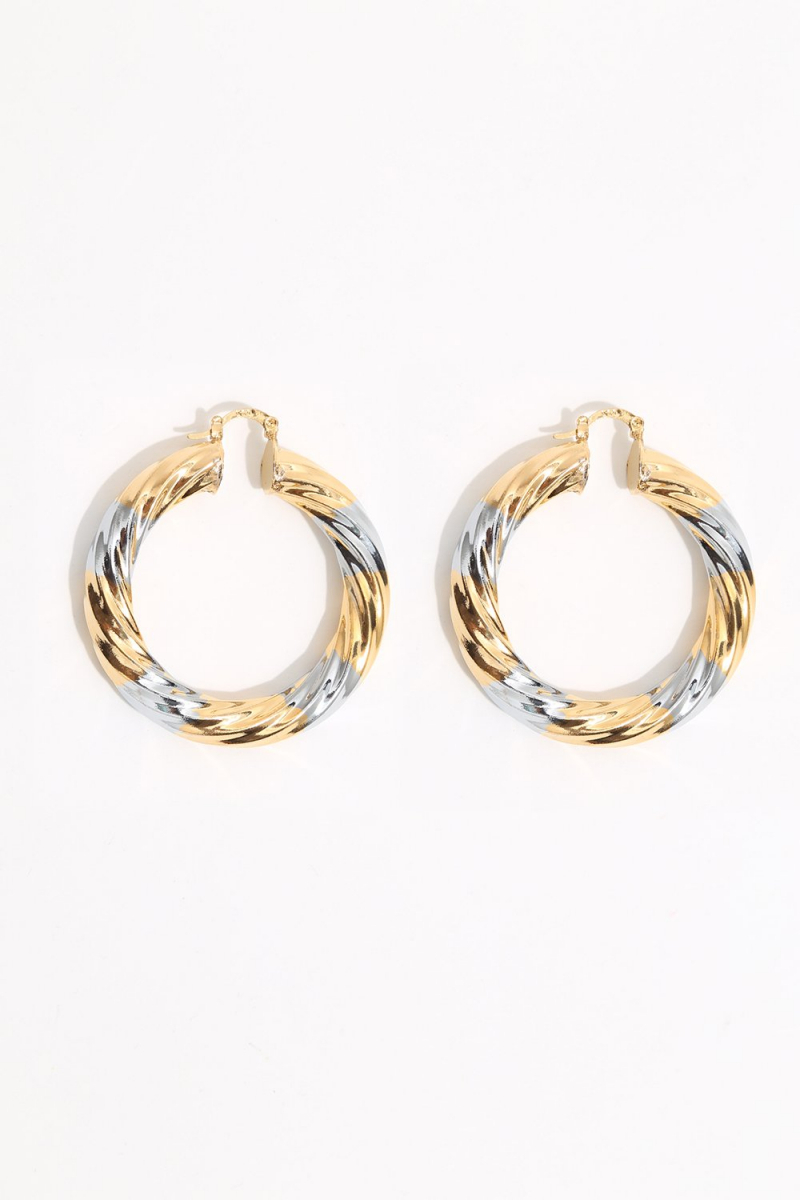 Earring - Totem #139- Gold/Silver Plated -Medium  Hoop
