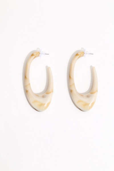 Earring - Totem- Light Ivory Look Plexi- Medium/Large  Hoop Earring - Totem- Light Ivory Look Plexi- Medium/Large  Hoop