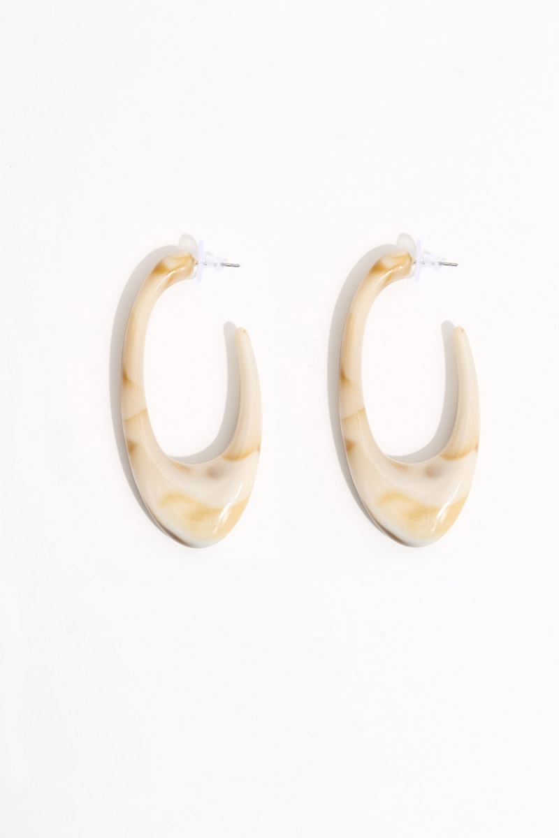 Earring - Totem- Light Ivory Look Plexi- Medium/Large  Hoop
