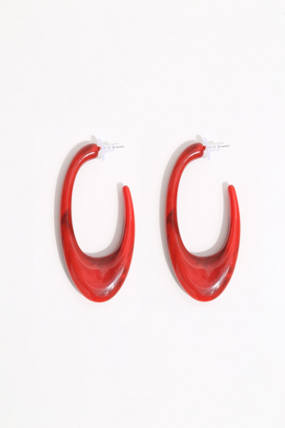 Earring - Totem #097 -      Red Ivory Look Light Plexi - Medium Hoop Earring - Totem #097 -      Red Ivory Look Light Plexi - Medium Hoop