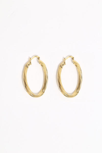 Earring - Totem #150- Gold Plated-  Medium Eclips Hoop Earring - Totem #150- Gold Plated-  Medium Eclips Hoop