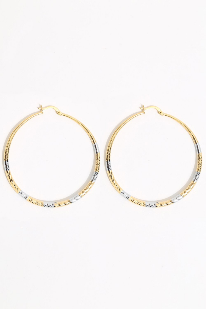 Earring - Totem #128- Gold/Silver Plated - Large  Hoop