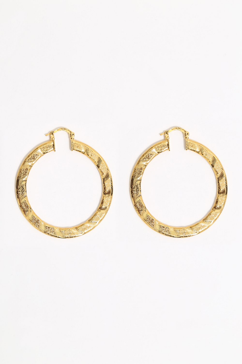 Earring - Totem #125- Gold Plated- Medium  Hoop