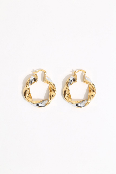 Earring - Totem #106 - Gold & Silver Plated Small  Hoop Earring - Totem #106 - Gold & Silver Plated Small  Hoop
