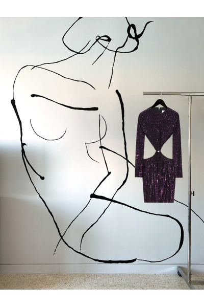 Date Night -  #28- Dress -Purple - Real Seashell Belt Accessories 