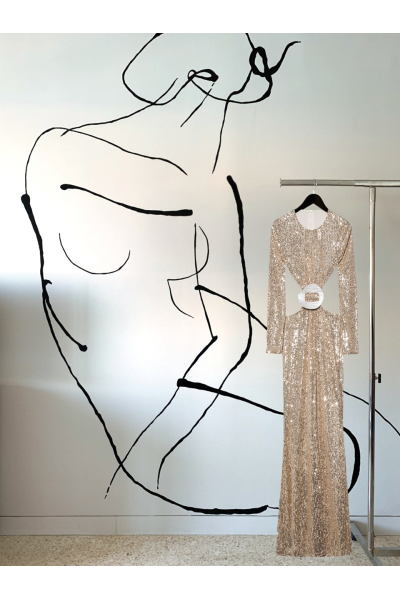 Date Night - #29- Long Dress Gold - Real Seashell Belt Accessories