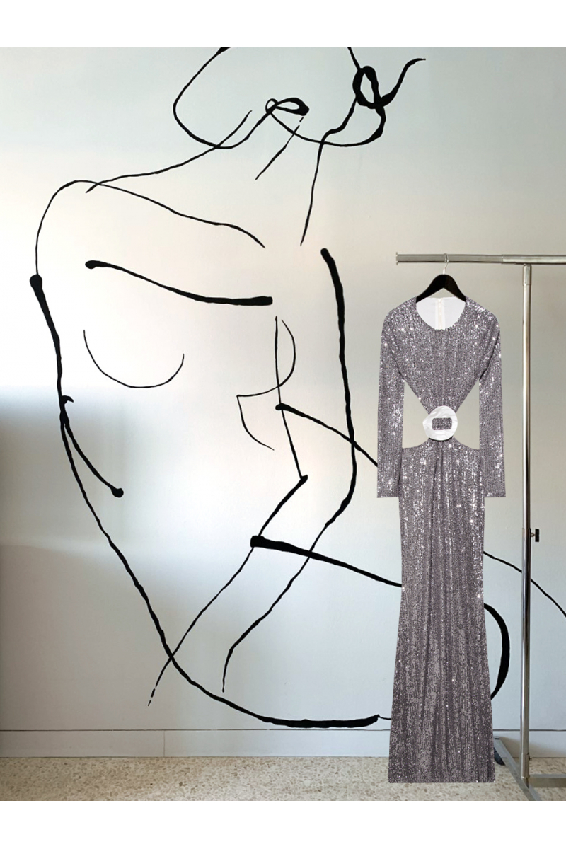 Date Night - #30- Long Dress Silver - Real Seashell Belt Accessories