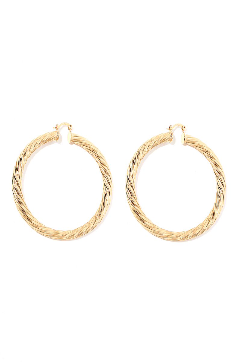Earring - Totem #56- Gold Plated - Big Hoop