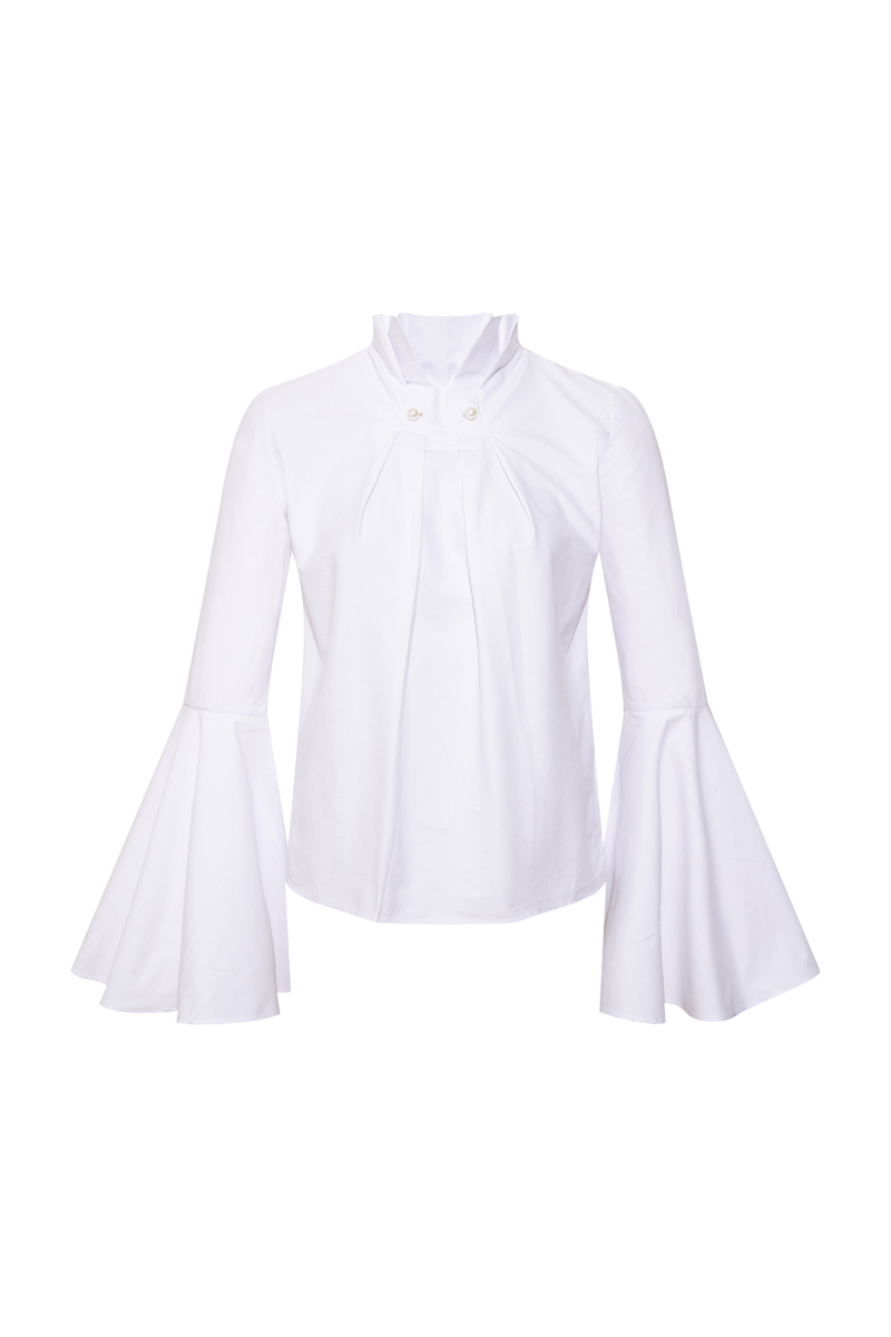 Pearl Brooch White Shirt