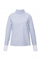 Back Buttoned Dark Blue and White Pinstripe Shirt