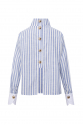 Back Buttoned Dark Blue and White Pinstripe Shirt