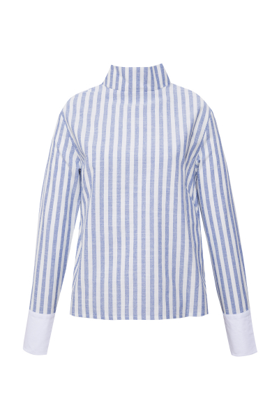 Back Buttoned Dark Blue and White Pinstripe Shirt Back Buttoned Dark Blue and White Pinstripe Shirt