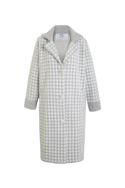 İkonik - Cashmere Blend - Gri & Beyaz - Taş Detay Palto İkonik - Cashmere Blend - Gri & Beyaz - Taş Detay Palto