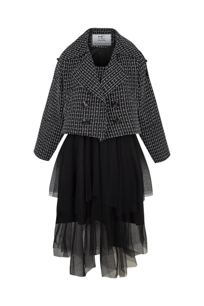 Set -Tweed - Tulle - Siyah- Ceket&Etek Set -Tweed - Tulle - Siyah- Ceket&Etek