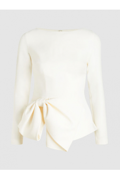 THE MODIST Bow-Embellished Crepe Top
