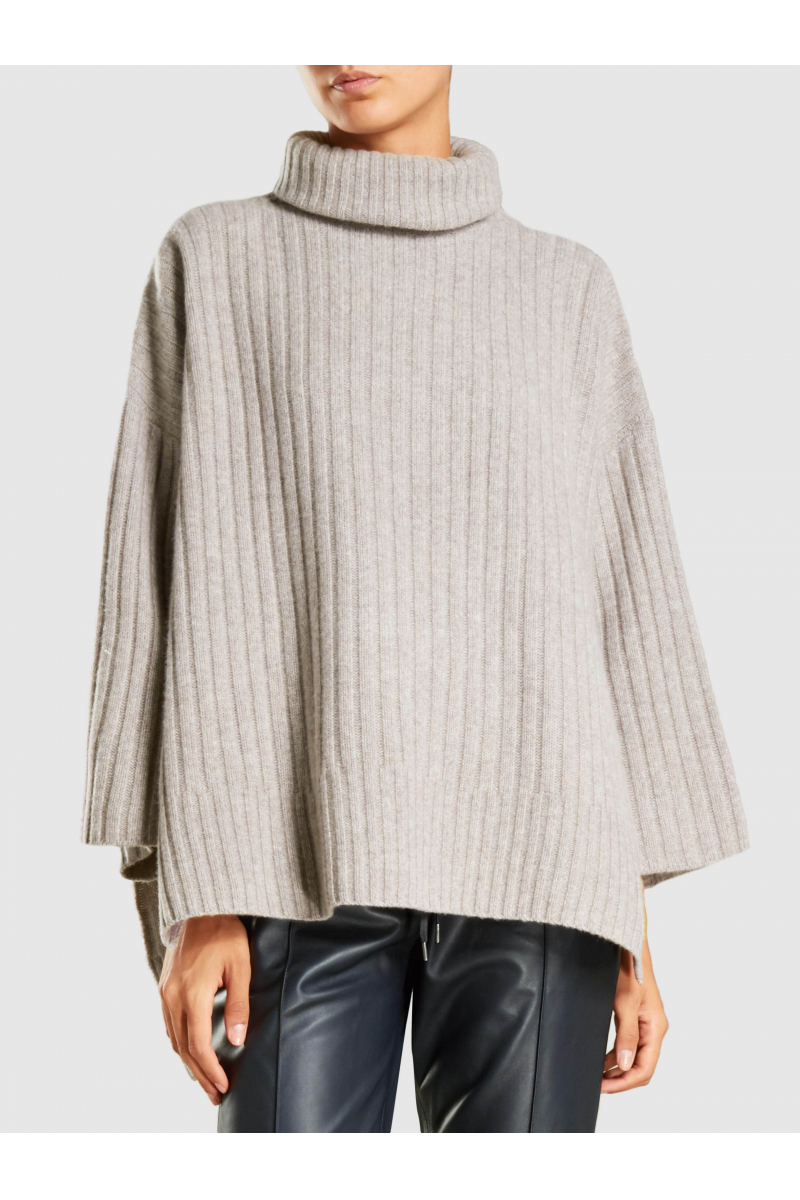 Ribbed-Wool Poncho Sweater