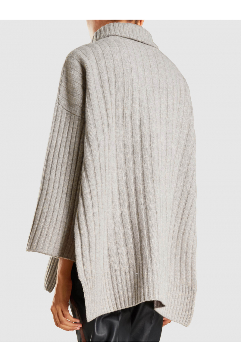 Ribbed-Wool Poncho Sweater