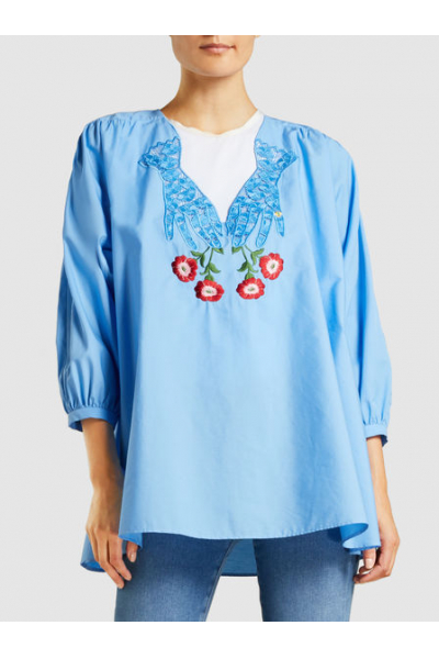 THE MODIST Corriere Embroidered Cotton Blouse