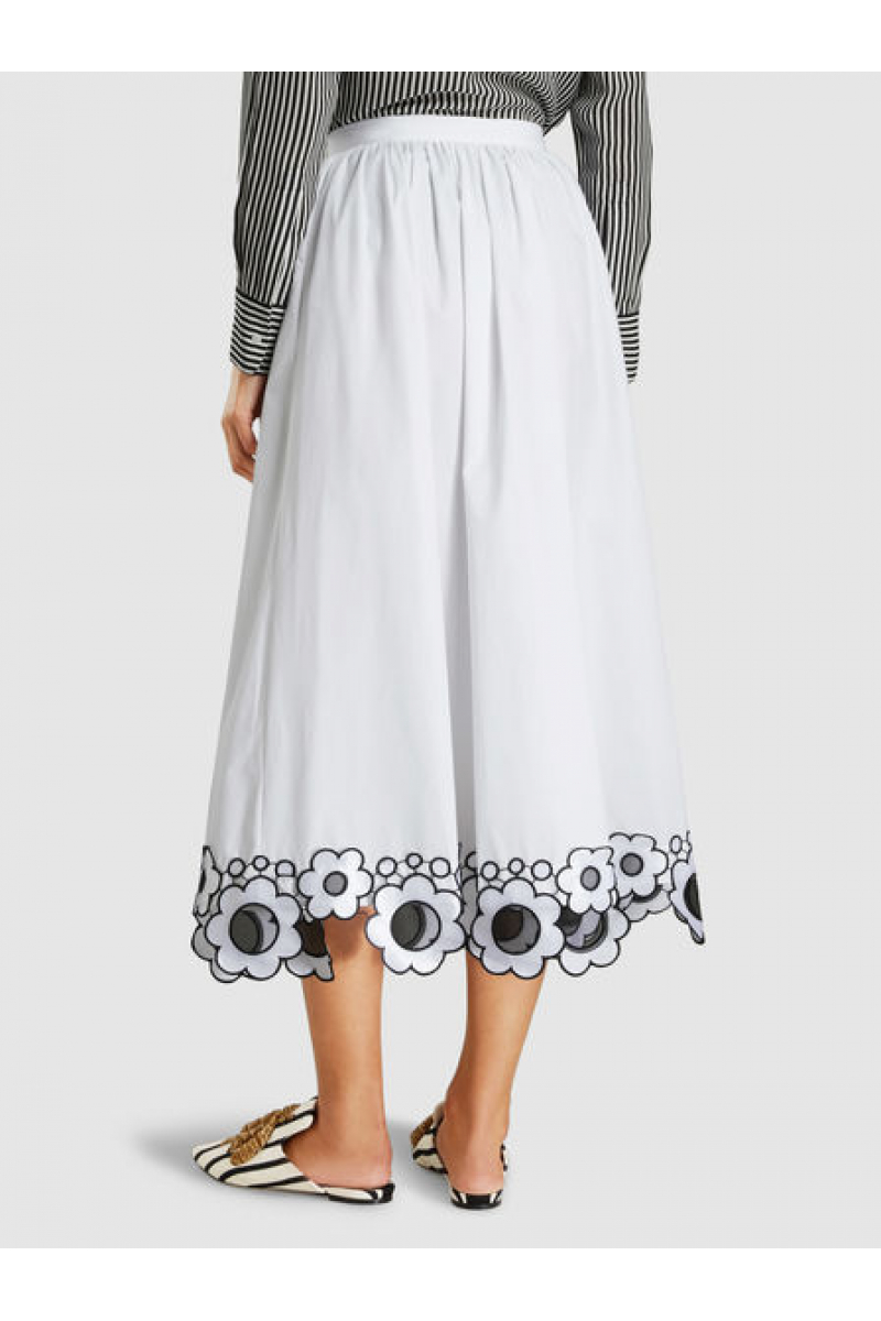 Daisy Embroidered Cotton Midi Skirt